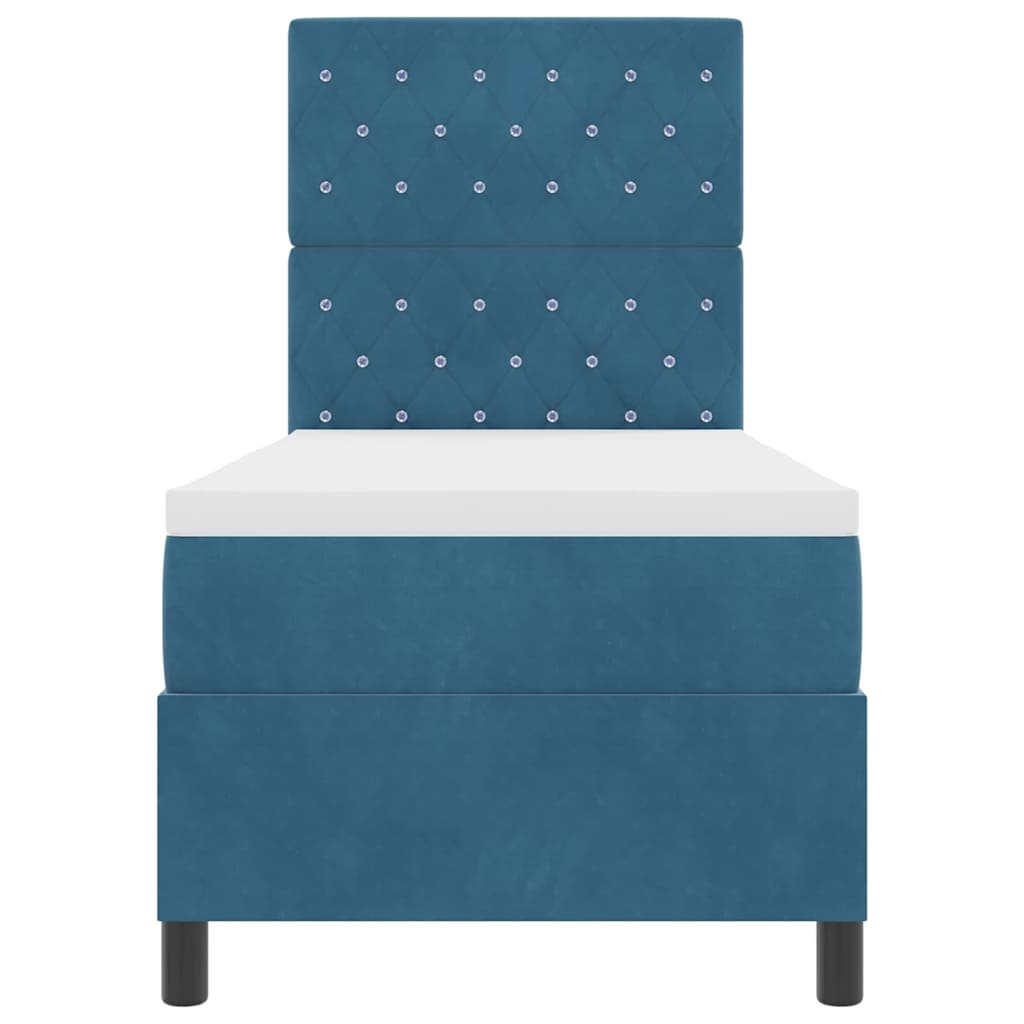 Letto a Sorgente LED con testiera Blu Scuro 80 x 200 cm Tessuto