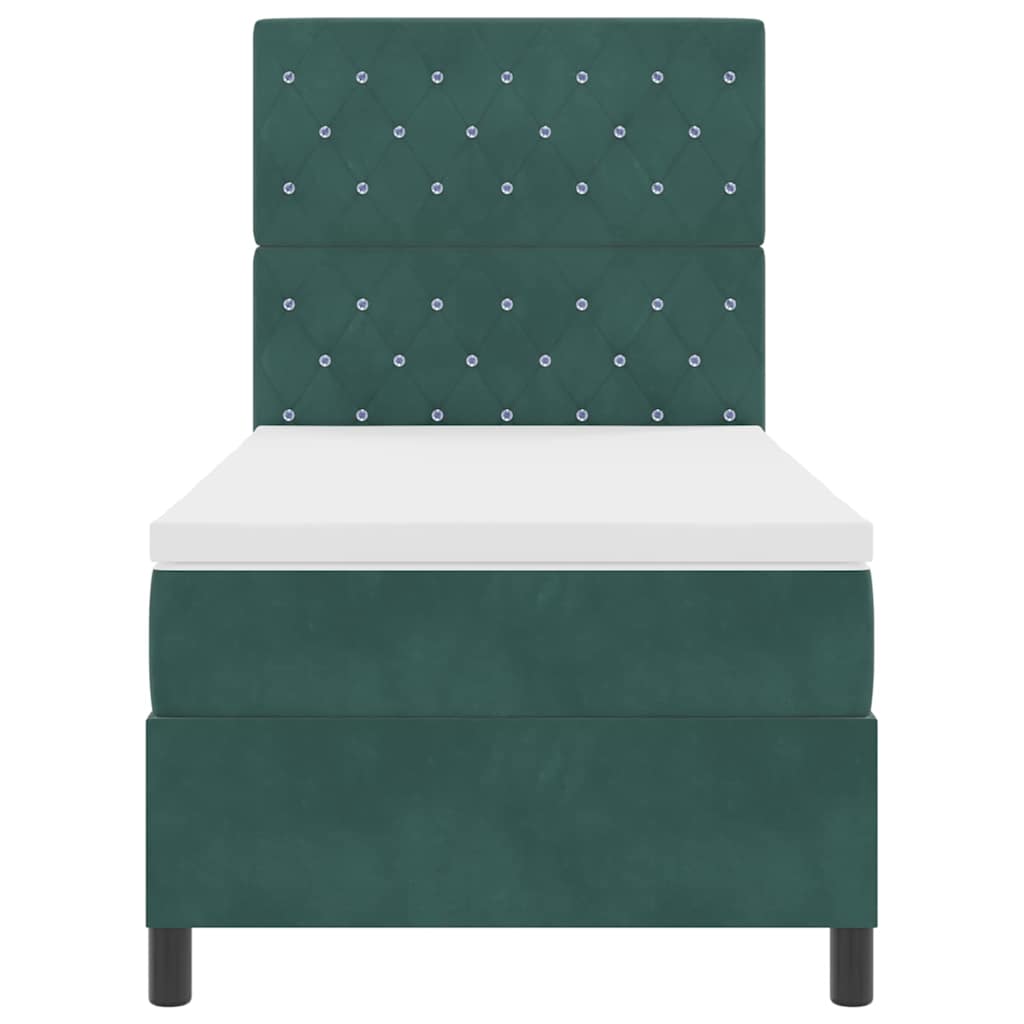 Letto a Sorgente LED Verde Scuro 90 x 190 cm Tessuto