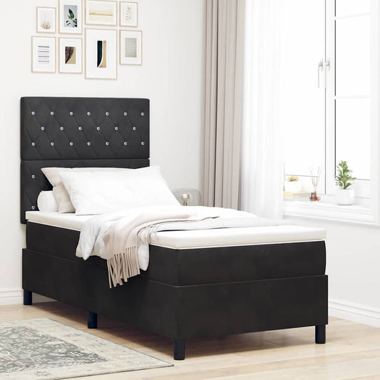 Letto a Sorgente LED con materasso Nero 90 x 200 cm Velluto | homemem39