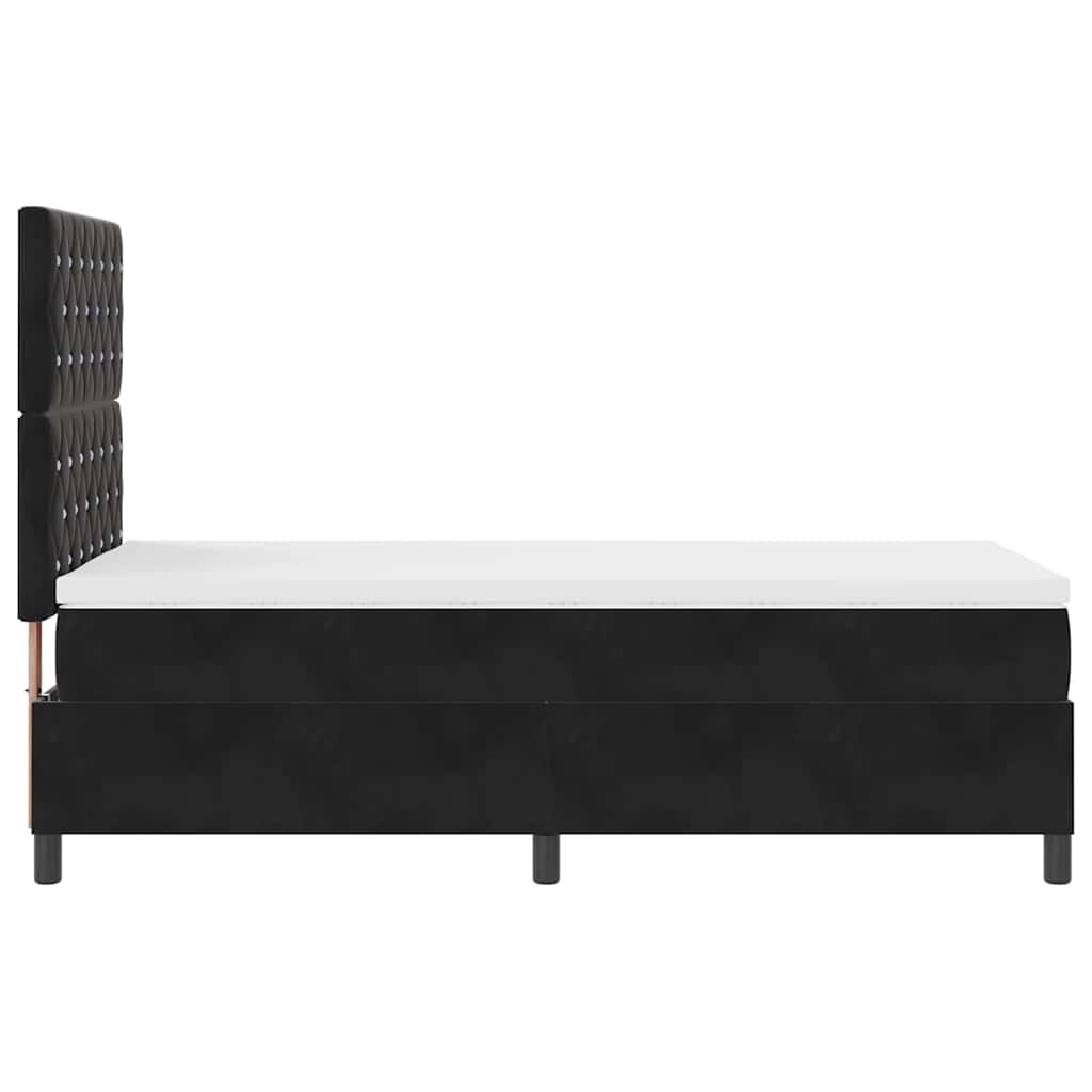 Letto a Sorgente LED con materasso Nero 90 x 200 cm Velluto | homemem39