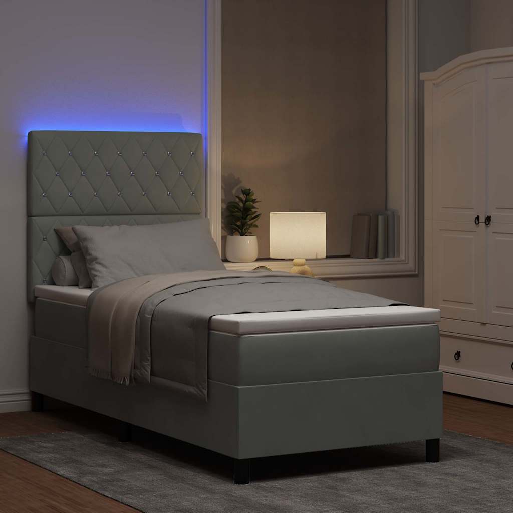 Letto a Sorgente LED Grigio chiaro 100 x 200 cm Velluto | homemem39