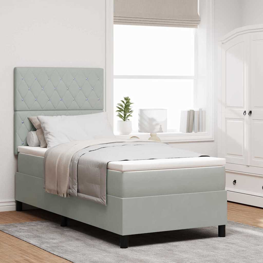 Letto a Sorgente LED Grigio chiaro 100 x 200 cm Velluto | homemem39