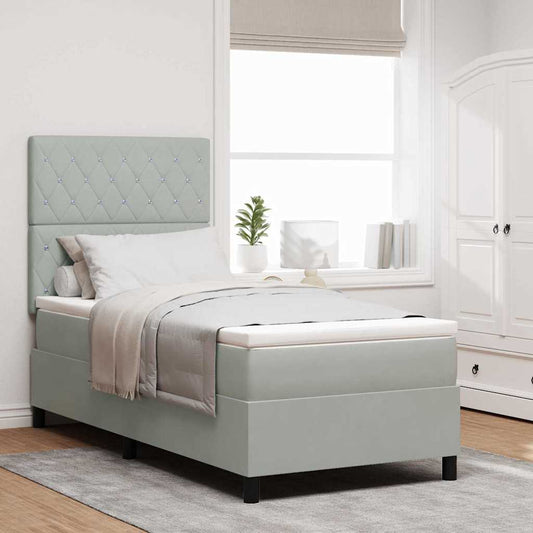 Letto a Sorgente LED Grigio chiaro 100 x 200 cm Velluto | homemem39