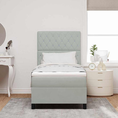 Letto a Sorgente LED Grigio chiaro 100 x 200 cm Tessuto