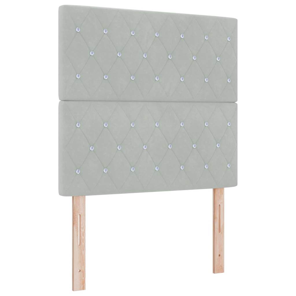 Letto a Sorgente LED Grigio chiaro 100 x 200 cm Velluto | homemem39