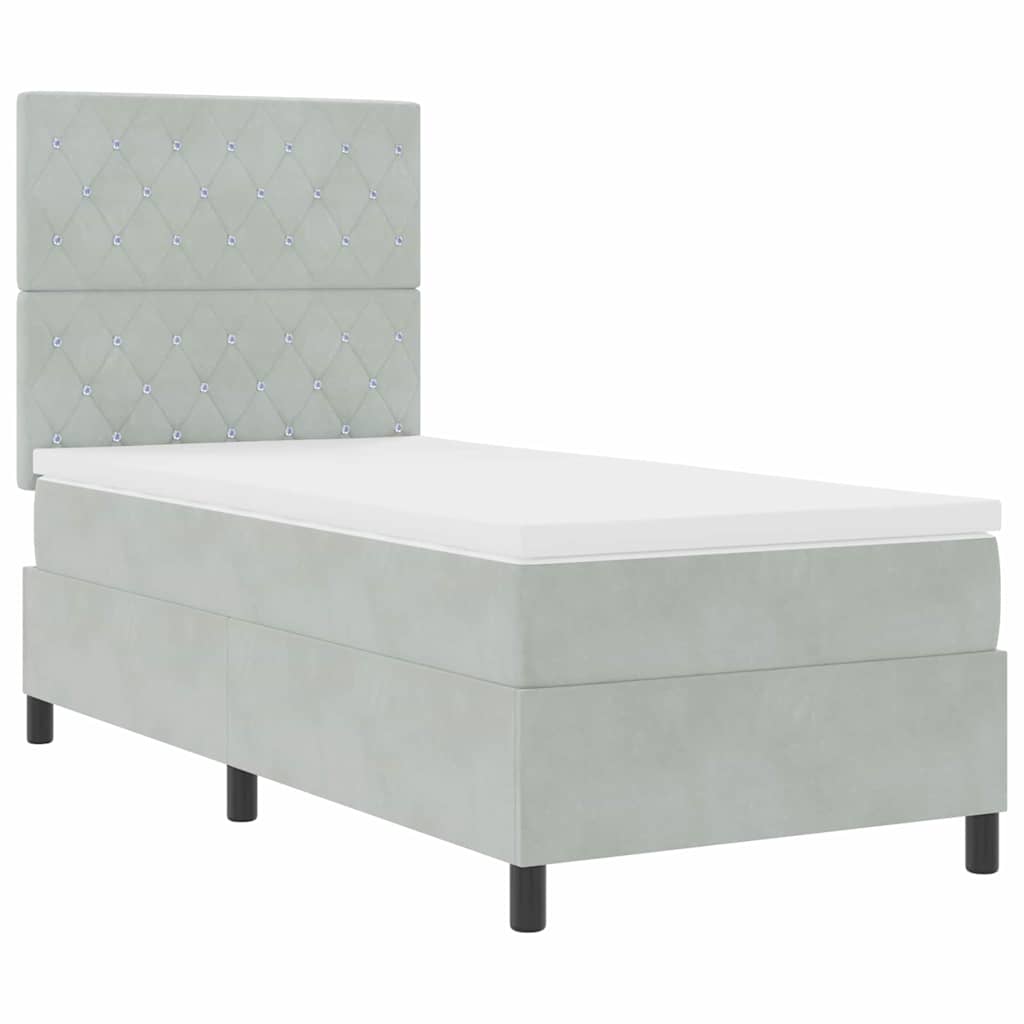 Letto a Sorgente LED Grigio chiaro 100 x 200 cm Velluto | homemem39