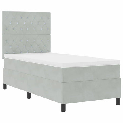 Letto a Sorgente LED Grigio chiaro 100 x 200 cm Velluto | homemem39