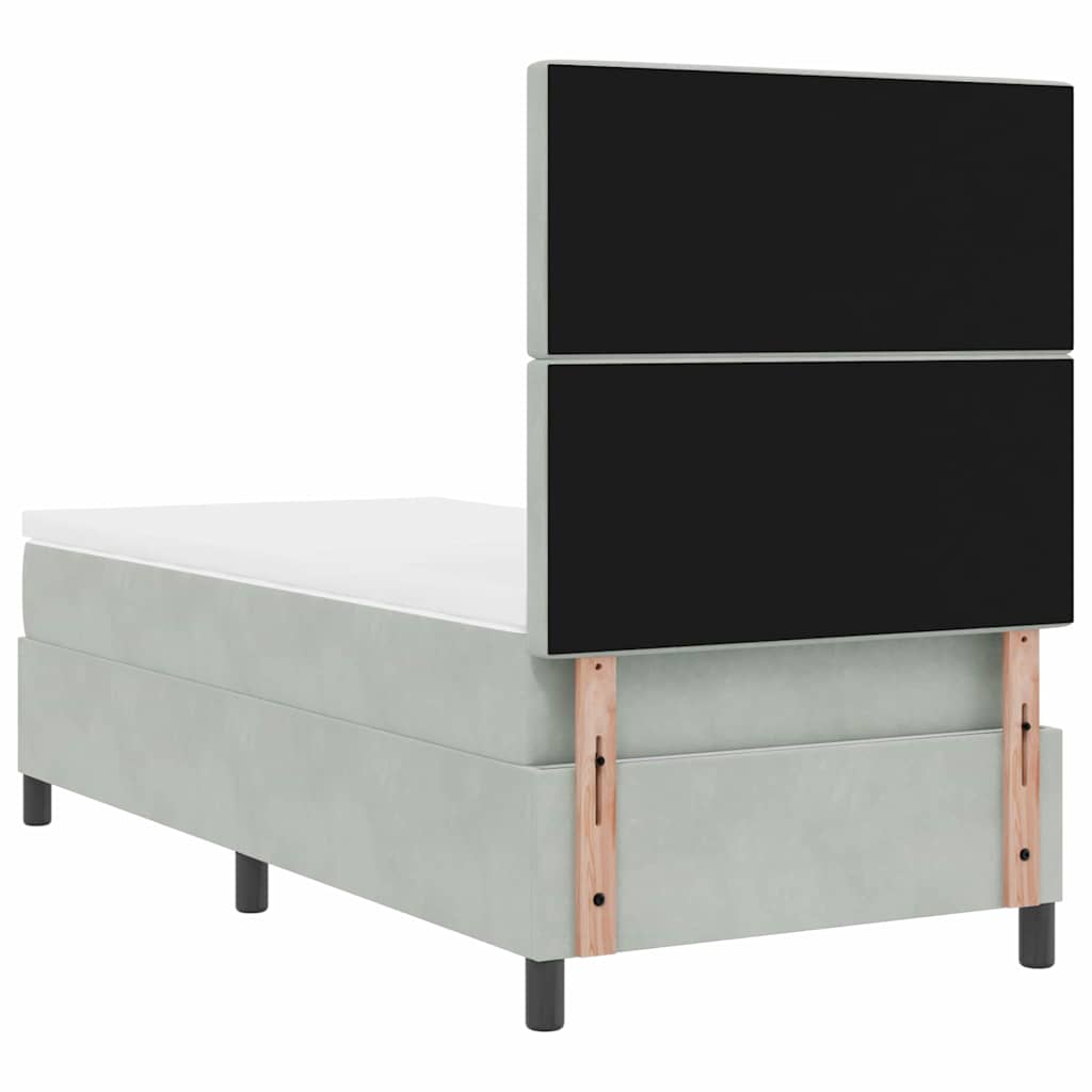 Letto a Sorgente LED Grigio chiaro 100 x 200 cm Velluto | homemem39