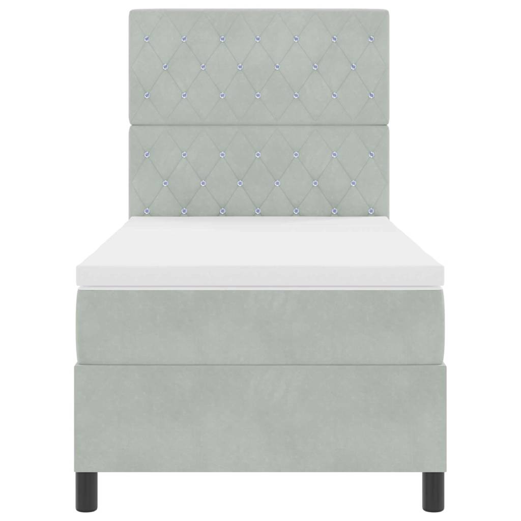Letto a Sorgente LED Grigio chiaro 100 x 200 cm Velluto | homemem39