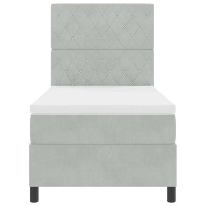 Letto a Sorgente LED Grigio chiaro 100 x 200 cm Velluto | homemem39