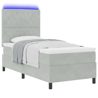 Letto a Sorgente LED Grigio chiaro 100 x 200 cm Velluto | homemem39