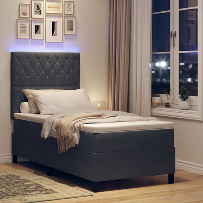 Letto a Sorgente LED Grigio scuro 100 x 200 cm Velluto