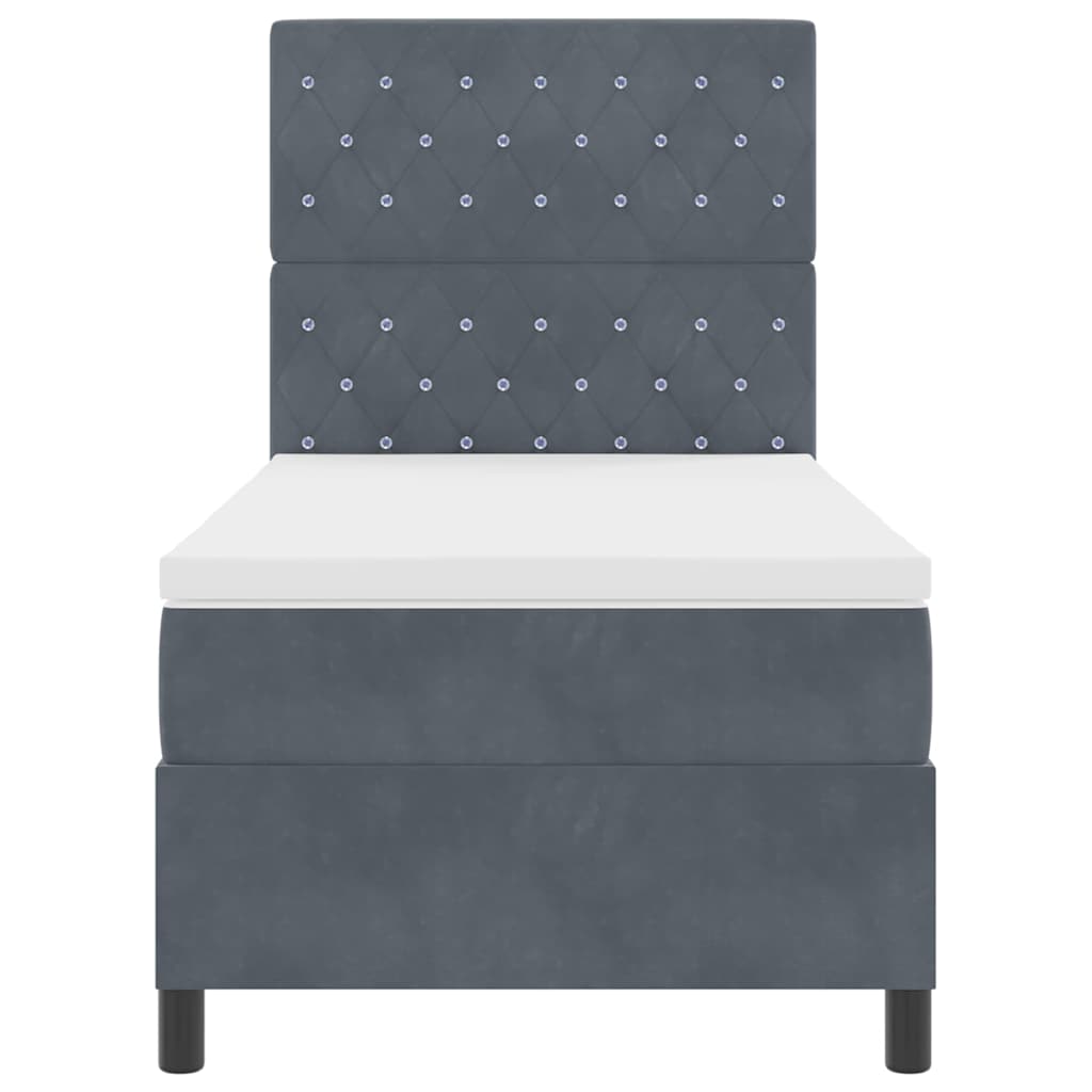 Letto a Sorgente LED Grigio scuro 100 x 200 cm Velluto | homemem39