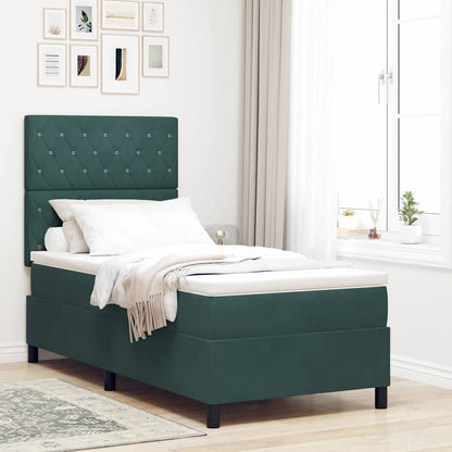 Letto a Sorgente LED Verde Scuro 100 x 200 cm Velluto | homemem39