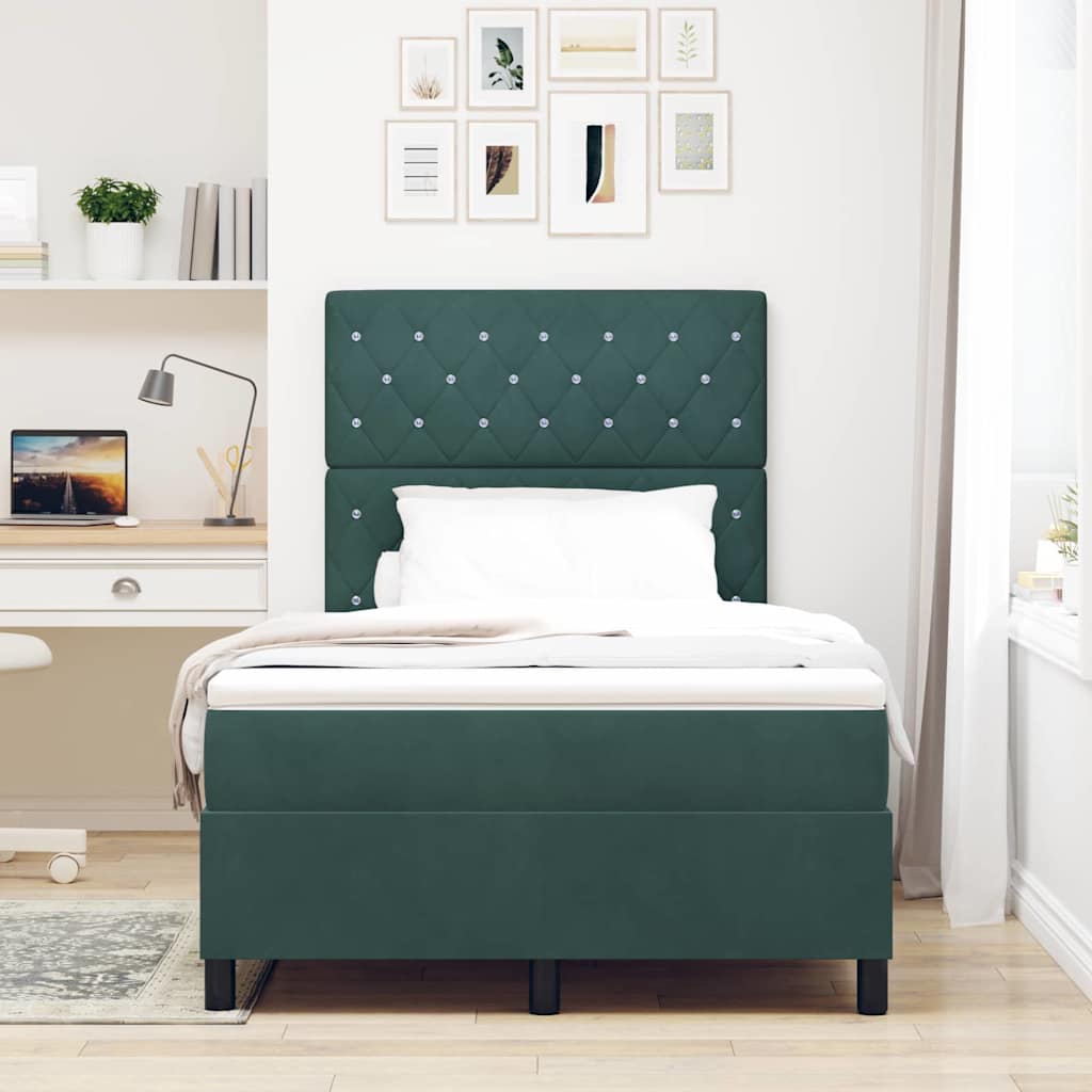 Letto a Sorgente LED Verde Scuro 120 x 190 cm Velluto | homemem39