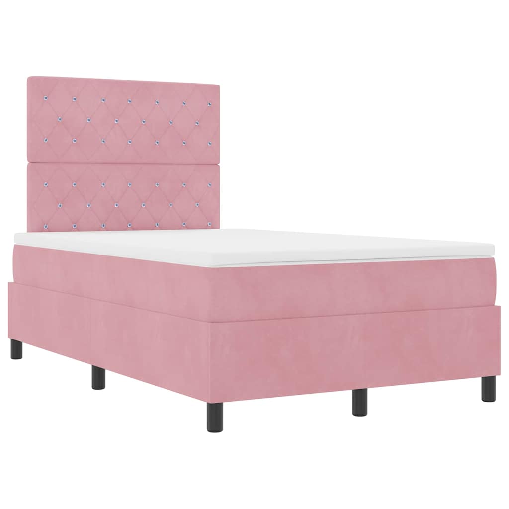 Letto a Sorgente LED con materasso Rosa 120 x 190 cm Velluto | homemem39