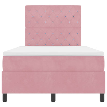 Letto a Sorgente LED con materasso Rosa 120 x 190 cm Velluto | homemem39