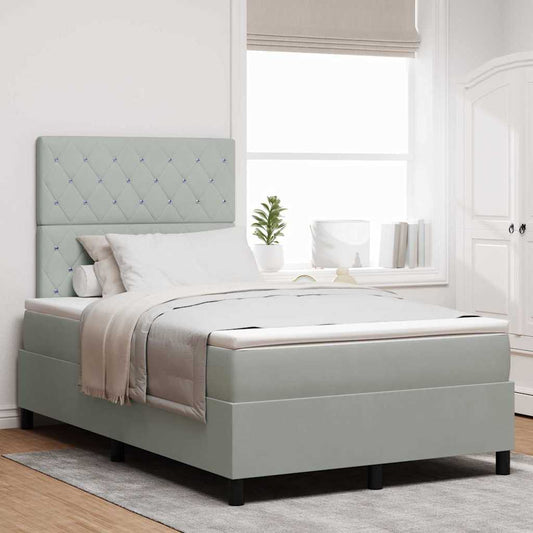 Letto a Sorgente LED Grigio chiaro 120 x 200 cm Velluto | homemem39