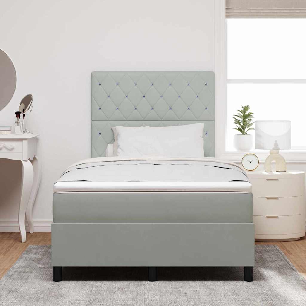 Letto a Sorgente LED Grigio chiaro 120 x 200 cm Velluto | homemem39