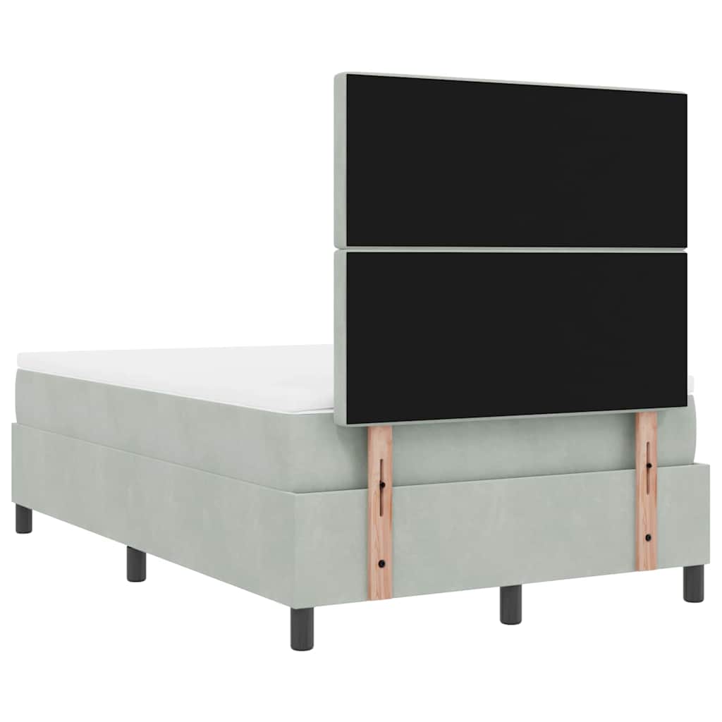 Letto a Sorgente LED Grigio chiaro 120 x 200 cm Tessuto