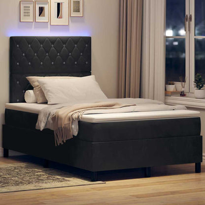 Letto a Sorgente LED con materasso Nero 120 x 200 cm Velluto