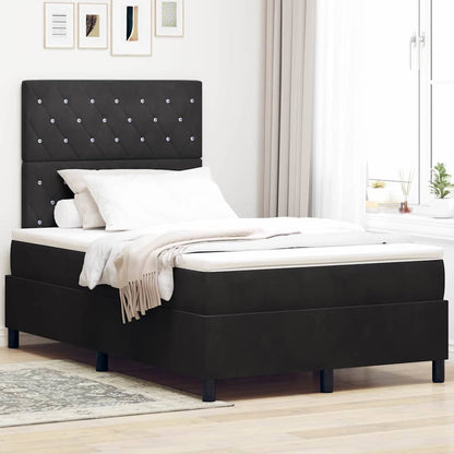 Letto a Sorgente LED con materasso Nero 120 x 200 cm Velluto