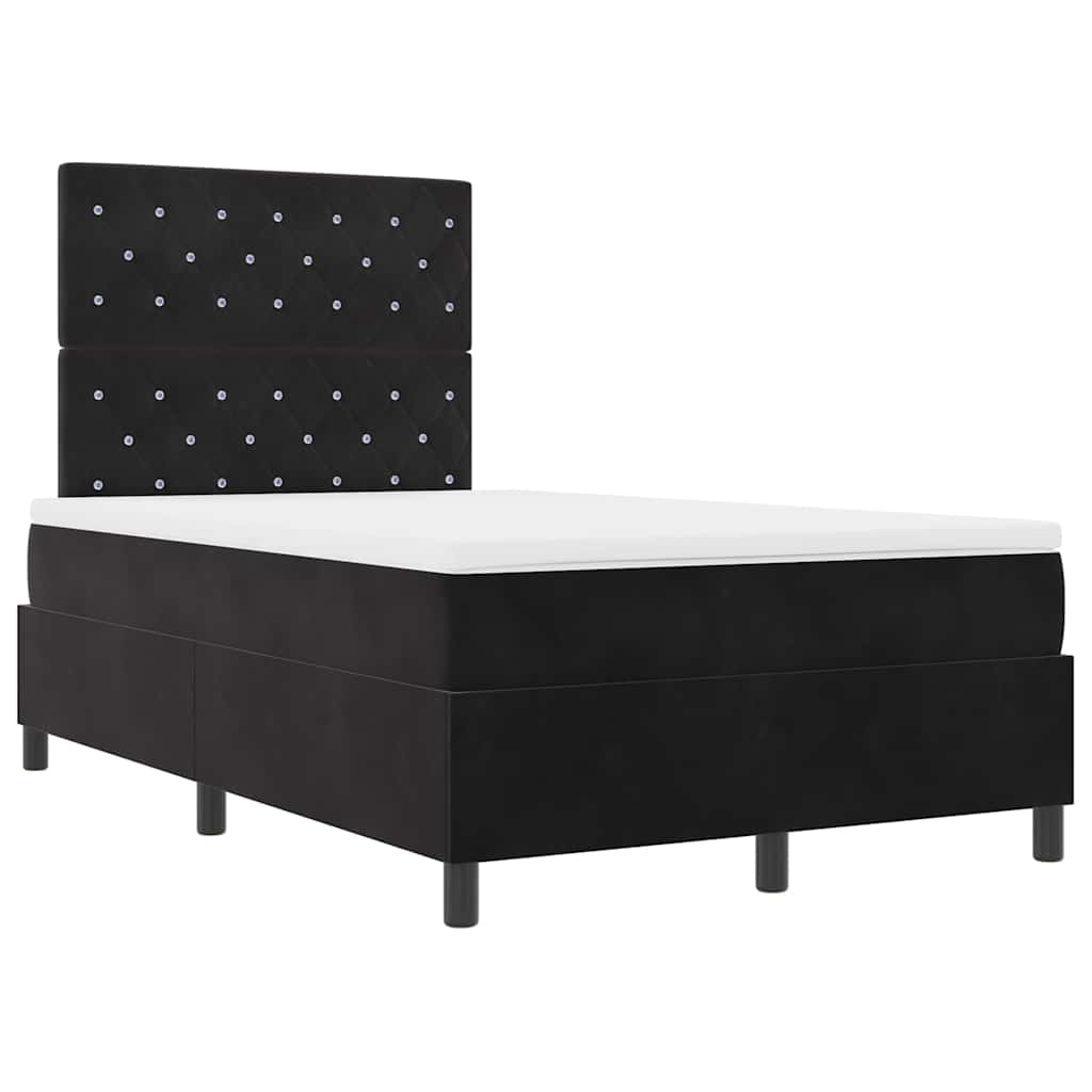 Letto a Sorgente LED con materasso Nero 120 x 200 cm Velluto