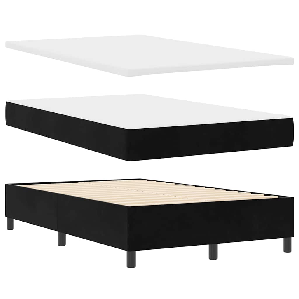 Letto a Sorgente LED con materasso Nero 120 x 200 cm Velluto | homemem39