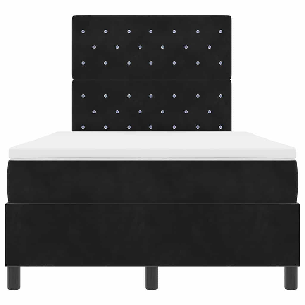 Letto a Sorgente LED con materasso Nero 120 x 200 cm Velluto