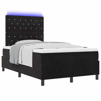 Letto a Sorgente LED con materasso Nero 120 x 200 cm Velluto