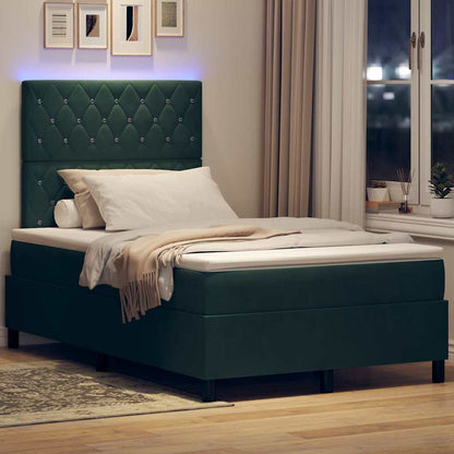 Letto a Sorgente LED Verde Scuro 120 x 200 cm Velluto | homemem39
