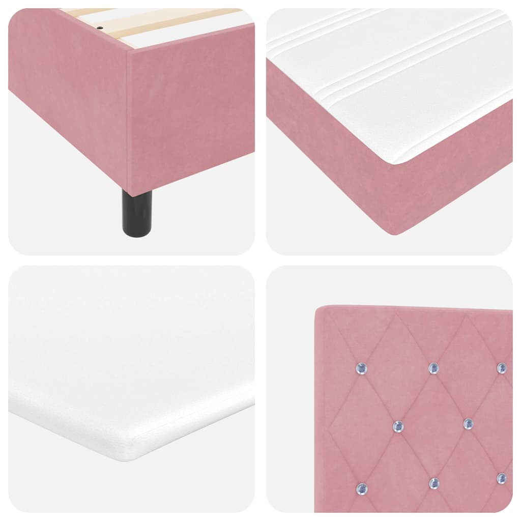 Letto a Sorgente LED con materasso Rosa 120 x 200 cm Velluto | homemem39