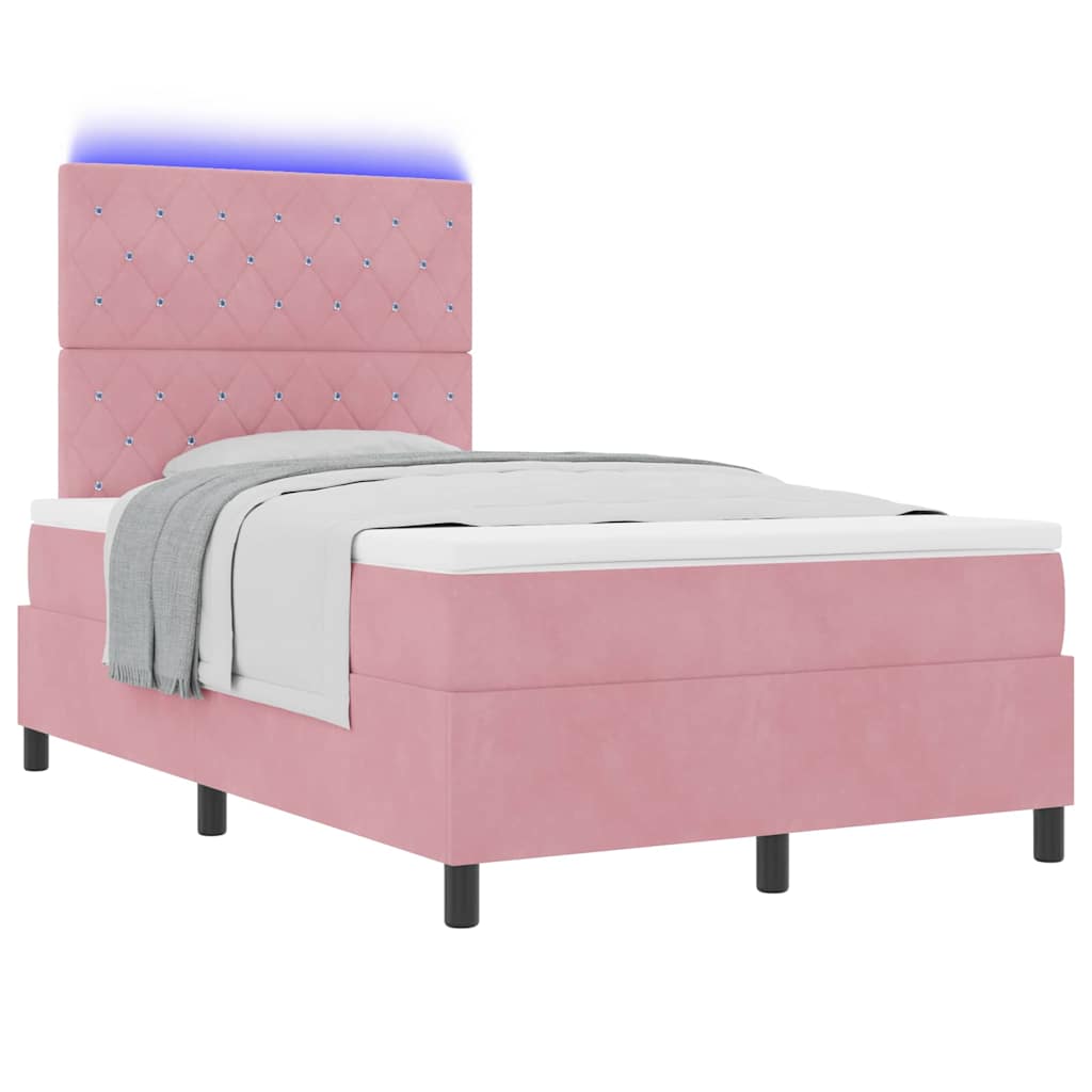 Letto a Sorgente LED con materasso Rosa 120 x 200 cm Velluto | homemem39