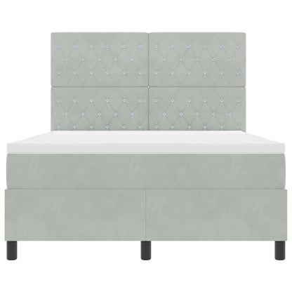 Letto a Sorgente LED Grigio chiaro 140 x 190 cm Velluto | homemem39