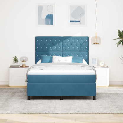Letto a Sorgente LED Blu Scuro 140 x 190 cm Velluto | homemem39