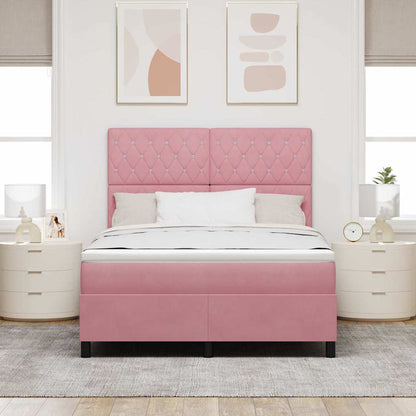 Letto a Sorgente LED con materasso Rosa 140 x 190 cm Velluto | homemem39