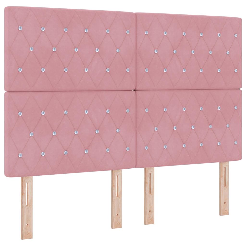 Letto a Sorgente LED con materasso Rosa 140 x 190 cm Velluto | homemem39
