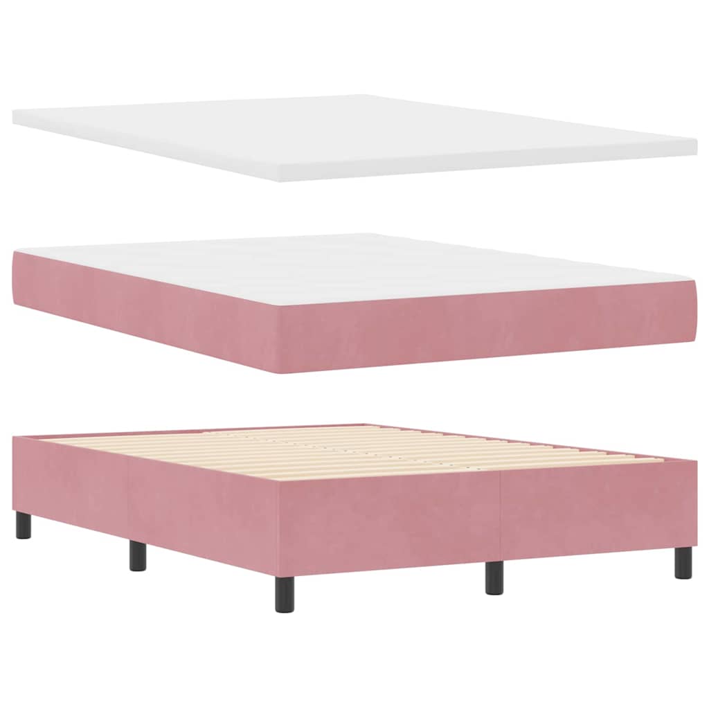 Letto a Sorgente LED con materasso Rosa 140 x 190 cm Velluto | homemem39