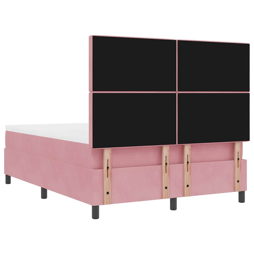 Letto a Sorgente LED con materasso Rosa 140 x 190 cm Velluto | homemem39