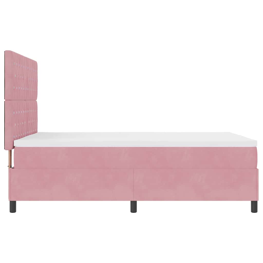 Letto a Sorgente LED con materasso Rosa 140 x 190 cm Velluto | homemem39