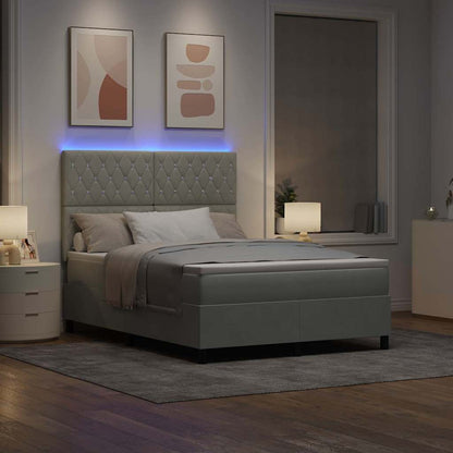 Letto a Sorgente LED Grigio chiaro 140 x 200 cm Velluto | homemem39