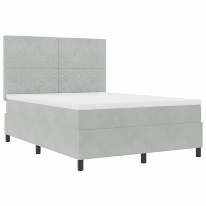 Letto a Sorgente LED Grigio chiaro 140 x 200 cm Velluto | homemem39