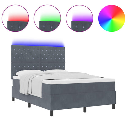 Letto a molle con materasso Grigio scuro 140 x 200 cm Velluto