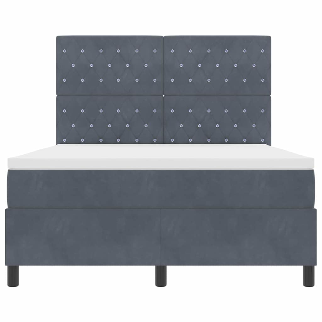 Letto a molle con materasso Grigio scuro 140 x 200 cm Velluto