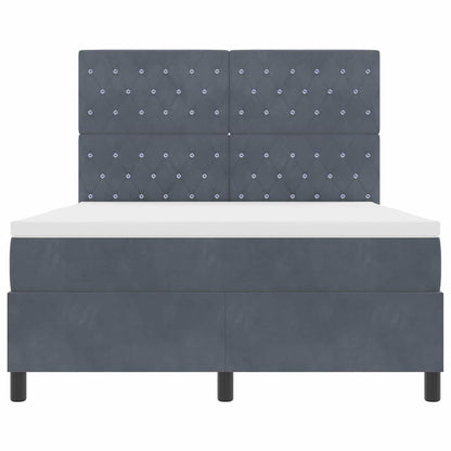 Letto a molle con materasso Grigio scuro 140 x 200 cm Velluto