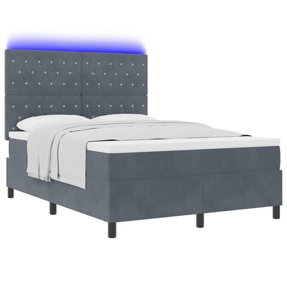 Letto a Sorgente LED Grigio scuro 140 x 200 cm Velluto | homemem39