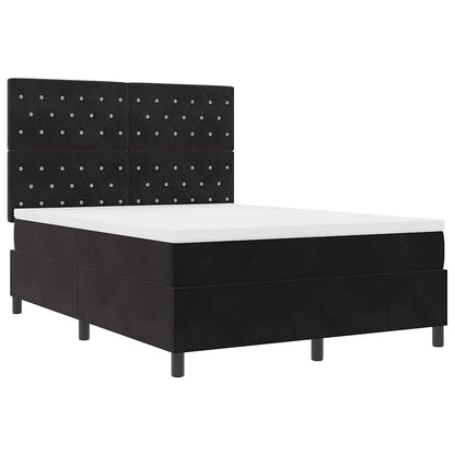 Letto a Sorgente LED con materasso Nero 140 x 200 cm Velluto | homemem39