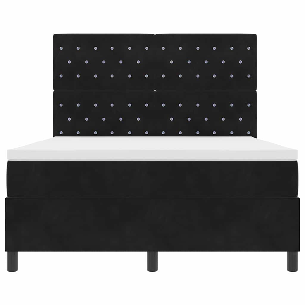 Letto a Sorgente LED con materasso Nero 140 x 200 cm Velluto | homemem39