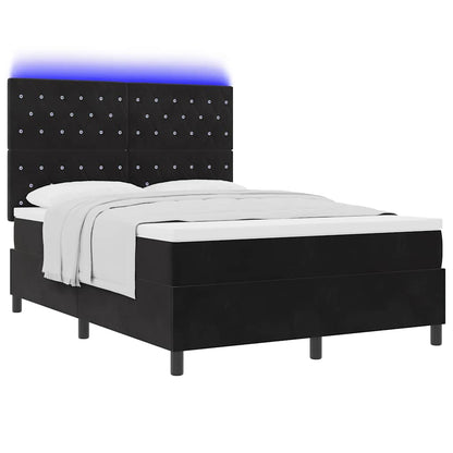 Letto a Sorgente LED con materasso Nero 140 x 200 cm Velluto | homemem39