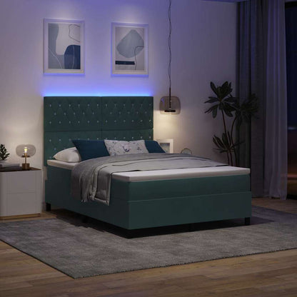 Letto a Sorgente LED Verde Scuro 140 x 200 cm Velluto | homemem39